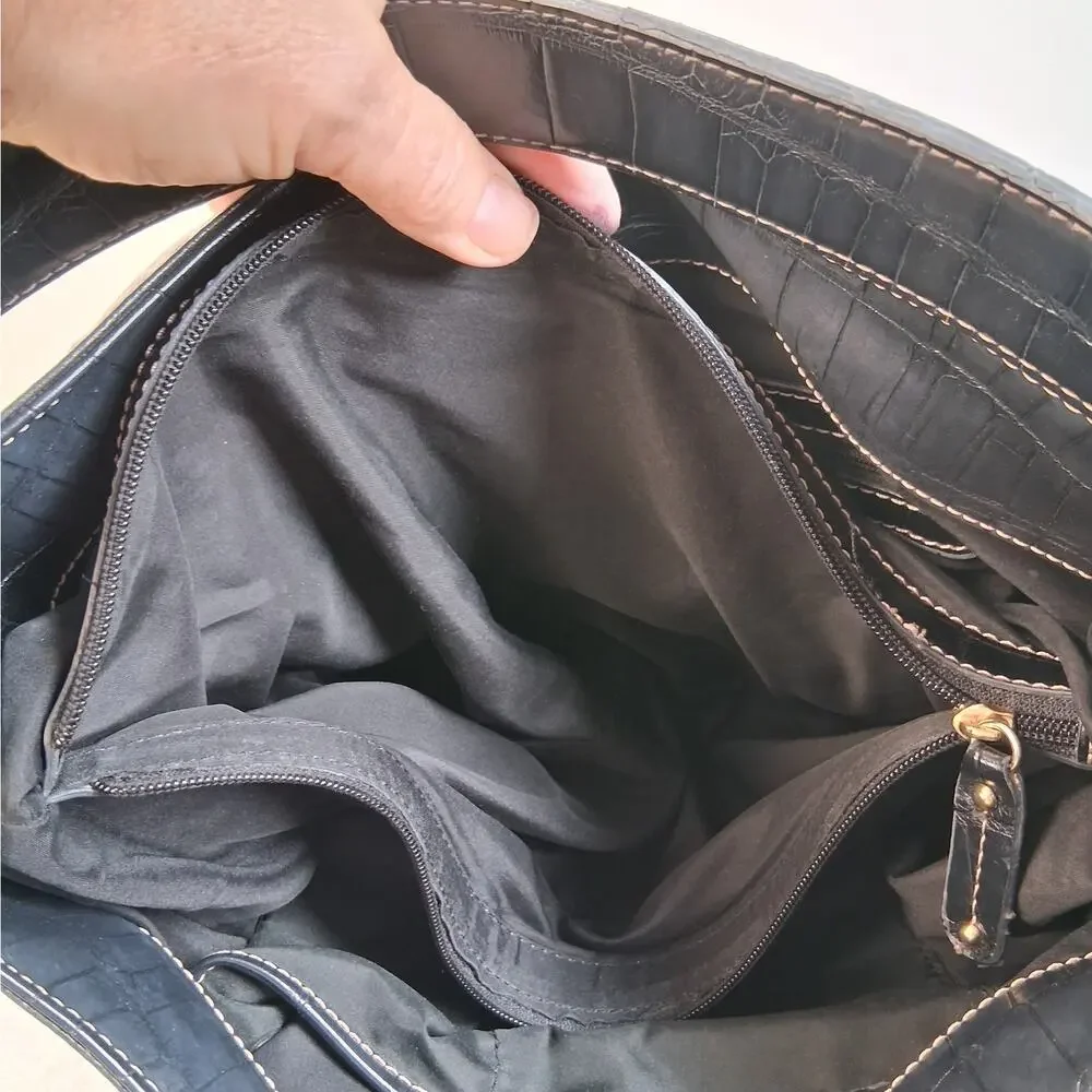 Liz‎ Claiborne Slouchy Hobo Shoulder Bag Purse Black Faux Leather